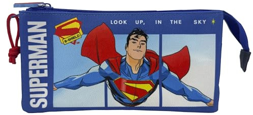 CYPBRANDS – Superman, Federmäppchen, Federmäppchen, Schulbedarf, Blaue Farbe, offizielles Produkt