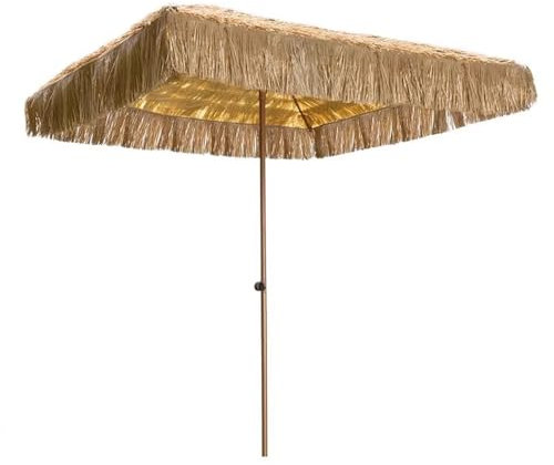 XQJLBZA Parasol Rectangulaire en Paille de 180 CM/200 CM de Style Hawaïen, Imperméable, Protection UPF 50+, Portable, pour Terrasse, Jardin, Plage, Piscine(180 cm/6.0 ft)
