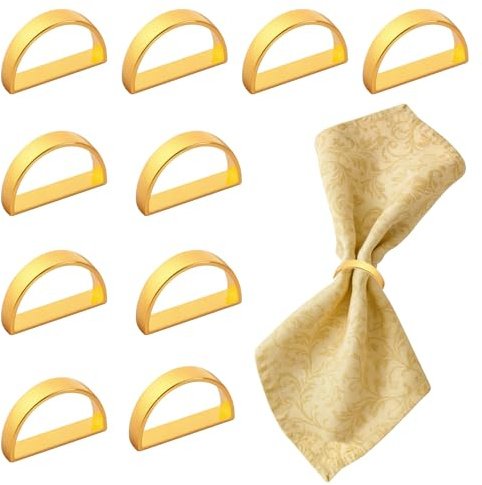 10 Stück Serviettenring Gold Halbkreis Metall für Hochzeit | Serviettenringe Gold, halbkreisförmig, metallisch. Elegante Tischdekoration für Hochzeit, Geburtstag & Weihnachten.