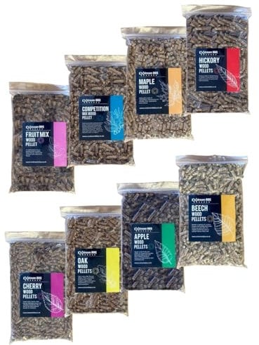 Exstream BBQ Premium Variety Pack Wood Pellets | 8 x 1.1lb Resealable Bags | For Outside Wood Fire Grills, Pizza Ovens and Smokers | Natural Hardwood | Ooni Ninja Gozney | Mens Gift Sets