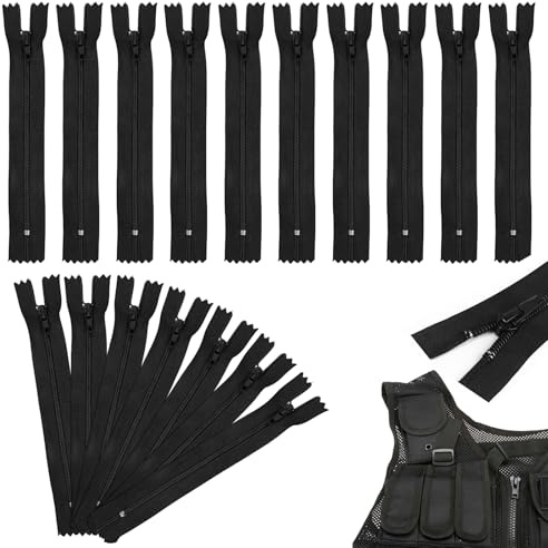 30 Pezzi Cerniere Lampo,30cm Nylon Bobina Chiusa Cerniera Sottile Nero