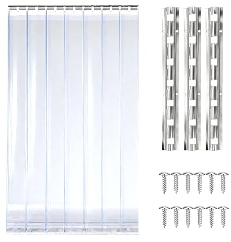bimiti PVC Lamellenvorhang Streifenvorhang 105 x 200cm Transparent Streifenvorhang, Lamellen Stallvorhang PVC Lamellenvorhang Winddicht Wasserdicht für Zimmer, Läden, Supermärkt, Kühlraums