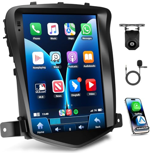 Motorsi Carplay Car estéreo para Chevrolet Cruze J300 2009-2014 con Android Auto, Bluetooth 4GB+64GB Pantalla 9 Pulgadas con GPS WiFi Mirror Link FM/RDS Radio EQ CANBUS SWC + Cámara Visión Trasera