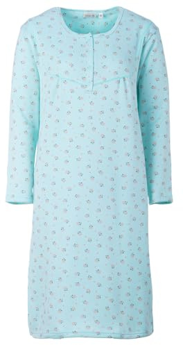 Zeitlos Nachthemd Romy Damen Thermo Langarm mit Rosen und Herzen Knopfleiste Abnäher Brust Gr. M-2XL