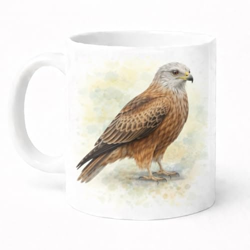 Brew Crew Gifts Red Kite Watercolour Mug, 11 oz Ceramic, Wildlife Theme, Dishwasher Safe