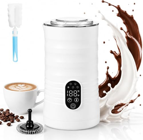 4-in-1 Milk Frother Electric, 350ml Hot and Cold Foam Maker, White | Automatic Milk Steamer with Four Functions for Hot and Cold Foam, for Coffee, Latte, Cappuccino, Macchiato, Hot Chocolate