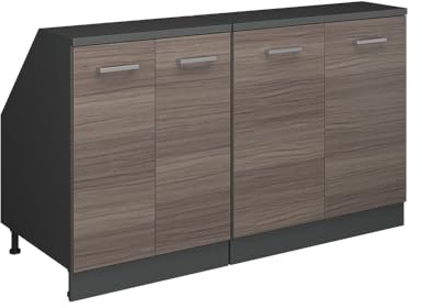 Vicco Dachschrägenschrank-Set Rion, Edelgrau/Anthrazit, B140 x T60 cm 2er Set, platzsparend für Dachschrägen