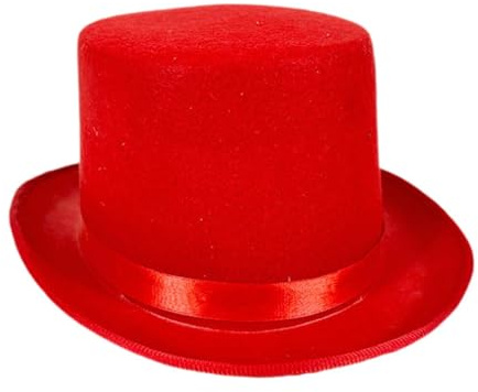 Nishiyuenyi Zylinderhut Erwachsenenhut Magierhut mit Satinband Aus Weichem Vlies für Cosplay Formelle Feiern Bühnenauftritte, Rot