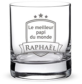 AMAVEL Verre Tumbler Droit de Dégustation pour Whisky, Rhum, Cognac avec Gravure, Blason Personnalisé pour Grand-père, Prénom, 320 ML