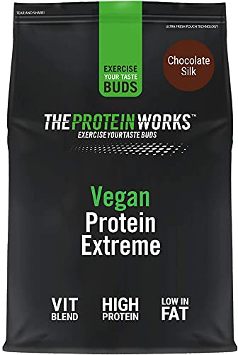 Protein Works - Vegan Protein Extreme , Added Vitamin Blend , Vegan Protein Powder , Plant Based Protein Shake , 28 Servings , Chocolate Silk , 1kg