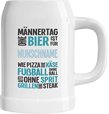 Herz & Heim® Bierkrug mit Aufdruck für Ihren Papa - mit Wunschname Männertag ohne Bier