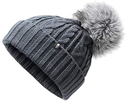 THE NORTH FACE Women's Oh-Mega Fur Pom Beanie, TNF Medium Grey Heather, OS