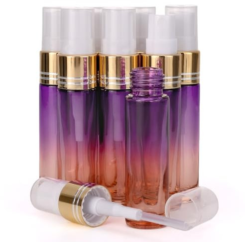 Ellbest 8Pcs 10ml Empty Spray Bottle Fine Mist Glass Purple-orange Gradient Colored Atomisers Mini Perfume Spray Bottles for Travel or Night Out Fragrance