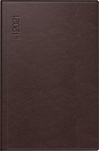 rido/idé 7016168271 Taschenkalender partner/Industrie I, 2 Seiten = 1 Woche, 72 x 112 mm, Leder-Einband dunkelrot, Kalendarium 2021