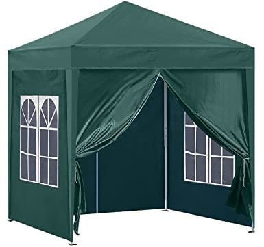 CLIPOP 3x3m Garden Gazebo with Side Panels Green Pop Up Tent with Thicken Metal Frame and Carry Bag, UV Protection & Water Resistant Marquee Tent for Wedding Outdoor Party Camping