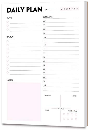 Nokingo Daily Planner Pad - A5 Calendar, Scheduler, Organizer with Priority, To Do List, Appointments, Notes, Meals and Water Intake Tracker, 50 Undated Tear-Off Sheets, 14.8x21.5cm