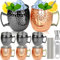 Moscow Mule Mugs- Set of 4 Copper and Black Plated Stainless Steel Mug 18oz, for Chilled Drinks (2 color)