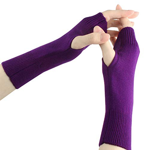 Larcele Kaschmir Handschuhe Fingerlose Fäustlinge Handwärmer für Damen BZST-02 (Violett 4557)