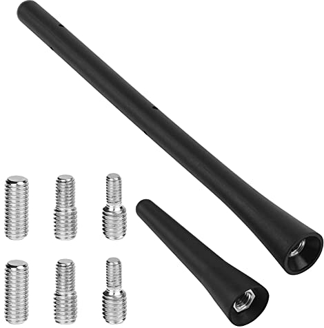 URAQT Antenna Auto, 2 pcs Autoantenne Kurzstabantenne Universell von 6,5cm und 18cm mit 6 Verbindungsschrauben Mini Autoradio Antenne von M4 M5 M6 FM/AM/DAB KFZ Antenne Schwarz mit Verstärktem Empfang
