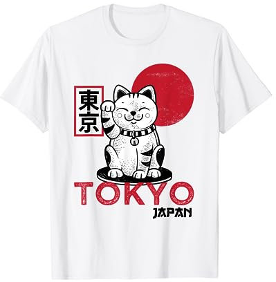 Maneki Neko Chat porte-bonheur bras agitant Kawaii Anime Japon Tokyo T-Shirt