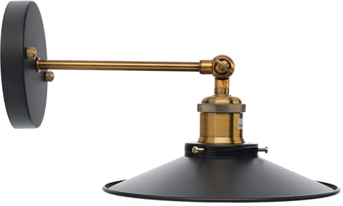 EDO Wandlampe SATYA, 1-flammige Wandleuchte, Lampe Wohnzimmer aus Stahl in Messing Schwarz, Wandlampe Innen, Wandleuchte Innen, Schlafzimmerlampe mit E27 Fassung, EDO777186