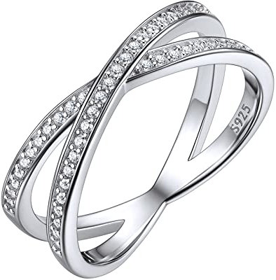 ChicSilver Silber Damenring X Form Fingerring mit Zirkonia Promise Ehering Verlorbungsring Freundschaftsring Hochzeitsring für Paar Pärchen