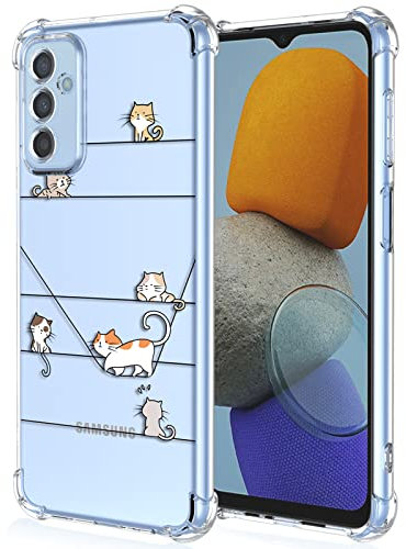XINYEXIN Funda para Samsung Galaxy M13 4G / Galaxy M23 Flores Floral Patrón Slim Antigolpes Transparente Carcasa Suave TPU Bumper Clear Case - Kitten