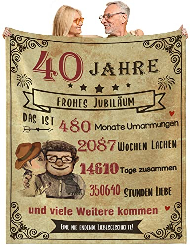 MAST DOO Rubinhochzeit Geschenk, Decke zum 40 Jahre Hochzeitstag, Jubiläum, Jahrestag Valentinstag Geburtstag Liebe Geschenke Für Paare Frauen Männer, Superweiche Fleecedecke 130x150cm