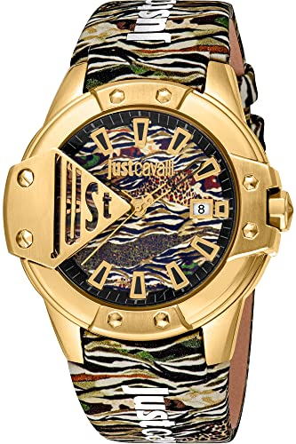 Just Cavalli Reloj Analógico para Hombres de Cuarzo Con Correa en Cuero JC1G260L0035