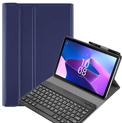 FKQLH [QWERTY Layout Funda con Teclado Bluetooth Desmontable Inalámbrico Teclado Magnético Funda para Lenovo Tab P12 Pro 12,6 Pulgada, Azul
