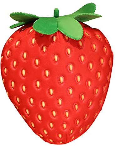 EXQULEG 35cm Erdbeere PlüschKissen, Kuscheltier Frucht Erdbeere Plüsch Puppen Kissen Sofakissen Kopfkissen Zierkissen für Büro Zimmer Nickerchen oder Dekoration