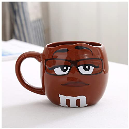 M & M Tasse de Café en Céramique 600ML - Mignon Kawaii pour Petit Déjeuner, Thé, Lait - Grande Capacité avec Cuillère et Expression