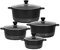 Bargain Shack Die Cast Stockpot Set - Aluminium 4Pcs Non Stick Coating Cooking Pot -Induction Stock Pot with Tempered Glass Lid with Steam Vent (20-24- 28-32 cm) (4 Pcs, Black)