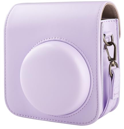 BriLumin Custodia per Fotocamera per Fujifilm Instax Mini 12, Custodia Protettiva in Pelle PU Compatibile con Instax Mini Fotocamera Ibrida Istantanea e Digitale Viola