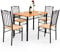 RELAX4LIFE Essgruppe 5-teilig, Esstisch mit 4 Gepolsterten Stühlen, Küchentisch aus Metallrahmen, Sitzgruppe für Esszimmer Wohnzimmer, Natur+Schwarz