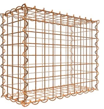 Gabion rouillé 50 cm x 40 cm x 20 cm (L x H x P), maille 5 cm x 5 cm, spirale