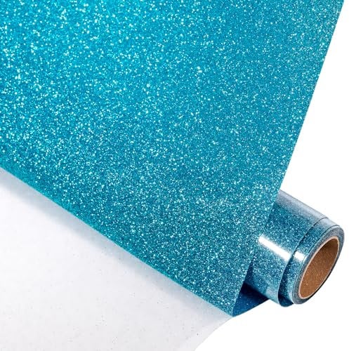 VINYL FROG Glitter Heat Transfer Vinyl 10 inches x 5ft Sky Blue Glitter HTV Vinyl Iron on Vinyl for T-Shirt or Other Fabrics
