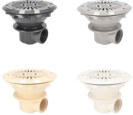Duraol ABS Bodenablauf mit Deckel I Pool Hauptablauf inkl. Flansch, Dichtungen & Schrauben I Wasserablauf für alle Pools I Gesamtdurchmesser von 230 mm I Hochwertiges Pool Zubehör in Hellgrau