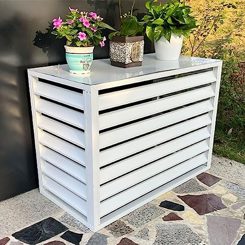 Fence air conditione cover, klima splitgerät, Lamellengitter-Staubschutz, outdoor sonnenschutz abdeckung, klimaanlagenzaun für außengeräte, Geeignet für externe Klimageräte ( Color : White flat roof ,