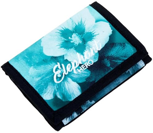 Elephant Geldbörse Kinder Portemonnaie Hero Signature Wallet Schlüsselkette Börse Mädchen Jungen Ausweishülle Geldbeutel Schülerbörse Purse (Flower Türkis Schwarz Verlauf 12801)