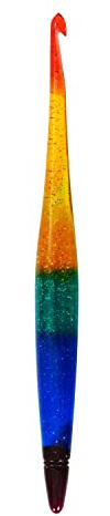 OMMI CROCHET Ommi Häkelhaken mit ergonomischem Griff | Handgemachte 17 cms Häkelhaken | Häkelnadel - fertige kunstvolles Garn an | Das perfekte Geschenk! (Rainbow, 6.5 mm)