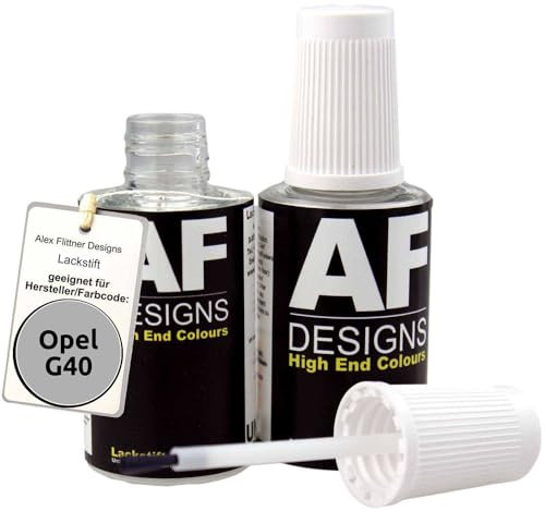Alex Flittner Designs Lackstift Set kompatibel mit Opel MONDSTEIN GRAU metallic G40 schnelltrocknend 2x20ml