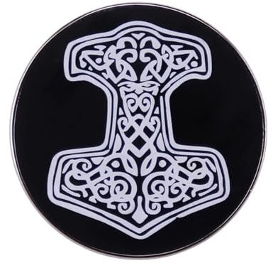 Patch Nation Thor's Hammer Mjolnir Viking Norse Rune Round Metal Cosplay Pin Badge Brooch