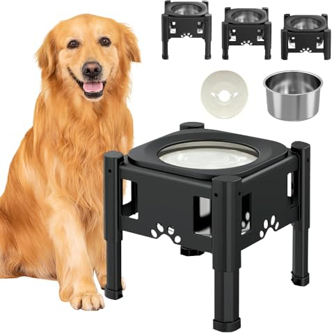 Gamelle Eau Chien Anti Eclaboussure,Support Hauteur Réglable, Mangeoire en Acier Inoxydable réglable,Porte-gamelles,Gamelle Eau Chien Surelevee avec Gamelle Anti Glouton