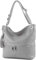 modamoda de - T143 - ital. Leder Schultertasche Umhängetasche, Farbe:Telegrau