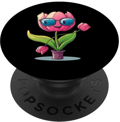 Lustige tanzende rosa Tulpe mit Sonnenbrille PopSockets mit austauschbarem PopGrip
