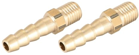 METALLIXITY Brass Hose Barb Fitting (M8-1 Male x 6mm Barbed) 2pcs, Hose Pipe Connector - for Fuel Air Water Oil Gas