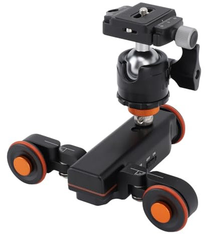 Hapivida Motorized Camera Dolly Kit, Wireless Video Camera Dolly Car with Remote Control Ball Head 360° Adjustable for Smartphone Cameras Camcorder