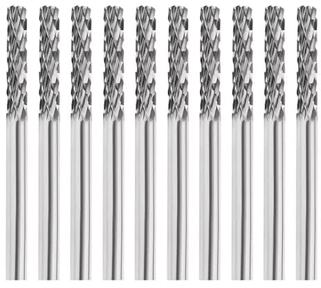 BALUGAEA Hartmetall Frässtifte Set mit 3 mm Schaft, 10 Stück Typ A Doppelschnitt-Frässtifte, Rotationsfräser für Metall, Zur Metallschnitzen, Polieren, Gravieren, DIY-Holzbearbeitung Frässtift