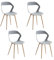 JZGORC 4er Set Nordisches Esszimmerstuhlt, Küchenstuhl, Mit Metallbeinen, Großes Hohlrücken-Design, Geeignet für Wohnzimmer, Esszimmer, Freizeitzimmer – Grau + Holz